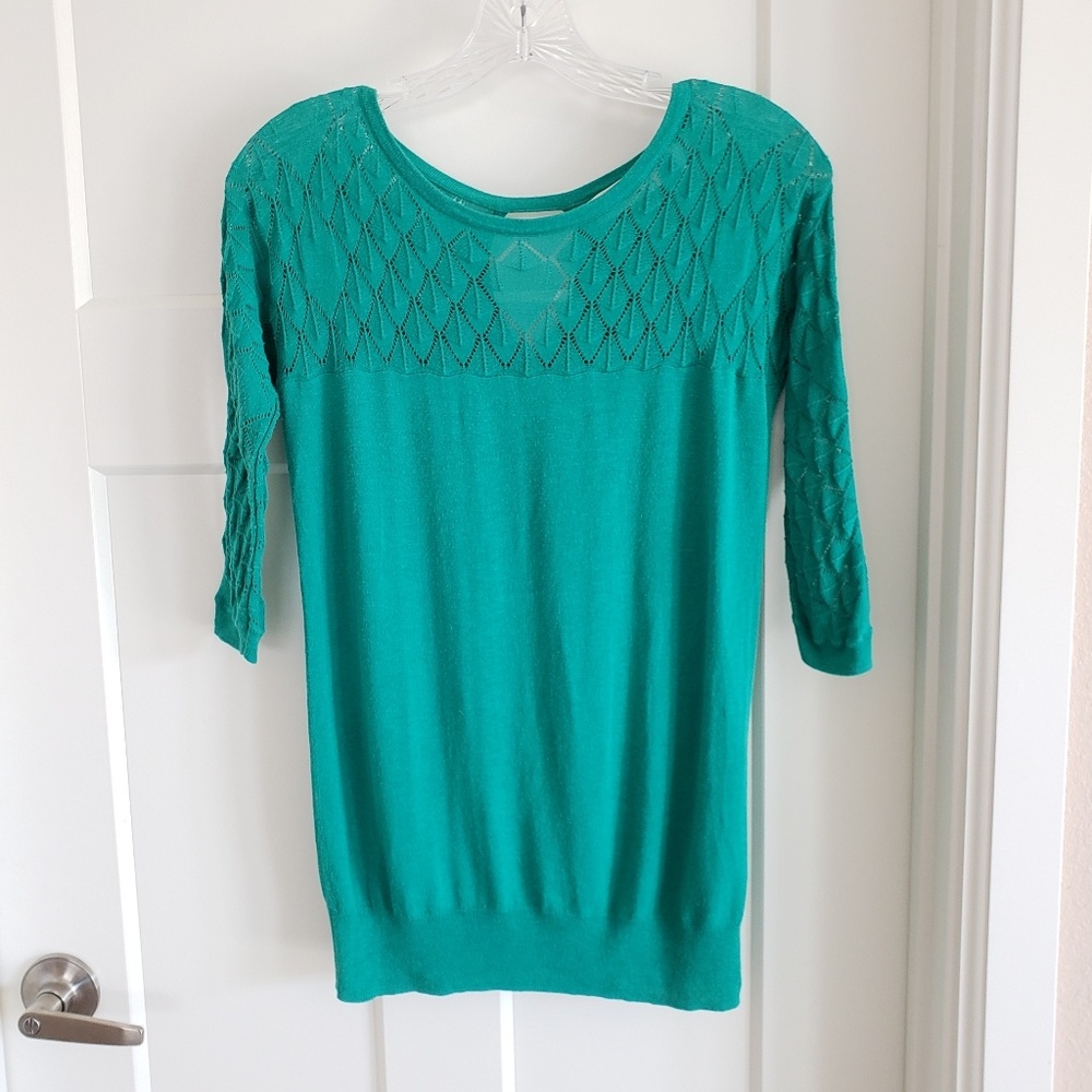 Anthropologie Sparrow Green Knit Keyhole Top